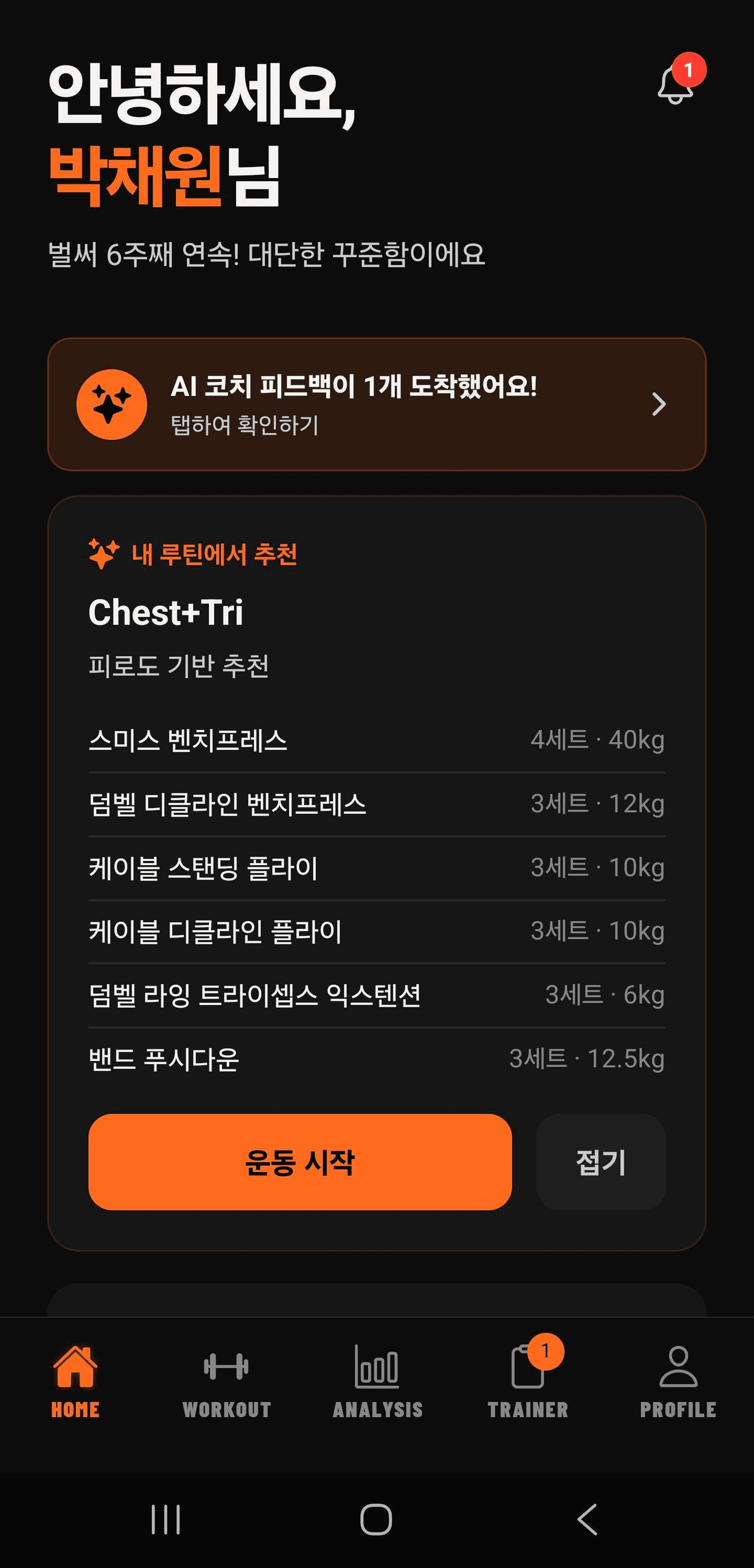 오늘의 운동 추천